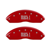 Load image into Gallery viewer, MGP 4 Caliper Covers Engraved Front &amp; Rear Mach 1 Red finish silver ch MGP