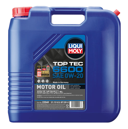 LIQUI MOLY 20L Top Tec 6600 Motor Oil 0W-20 - eliteracefab.com