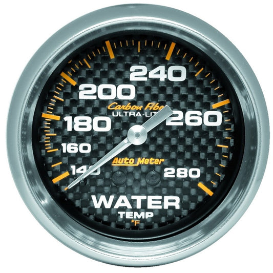 Autometer Carbon Fiber 2-5/8in 140-280 Deg F Mechanical Water Temp Gauge 4831