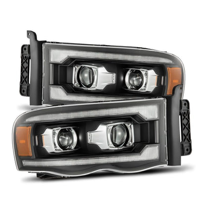 AlphaRex 880570 02-05 Dodge Ram 1500 PRO-Series Projector Headlights Plank Style Black w/Seq Signal