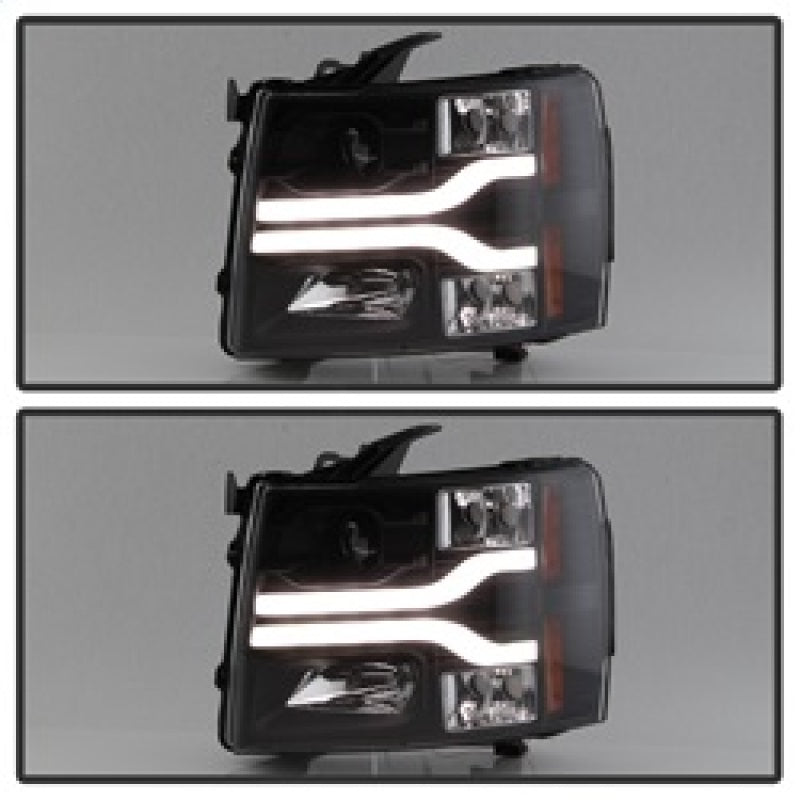 Spyder Chevy Silverado 1500 07-13 Version 3 Projector Headlights - Black PRO-YD-CS07V3-LBDRL-BK - eliteracefab.com