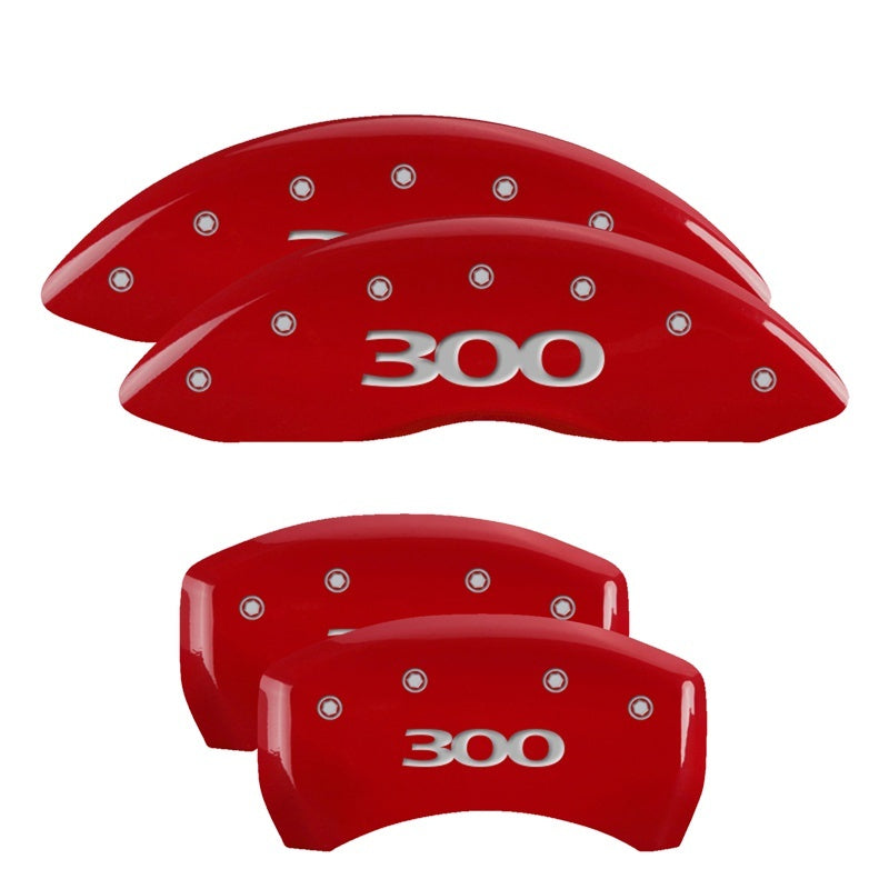 MGP 4 Caliper Covers Engraved Front & Rear Style 2/Chrysler Wing Red finish silver ch MGP