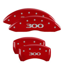 Load image into Gallery viewer, MGP 4 Caliper Covers Engraved Front &amp; Rear 300 Red finish silver ch - eliteracefab.com