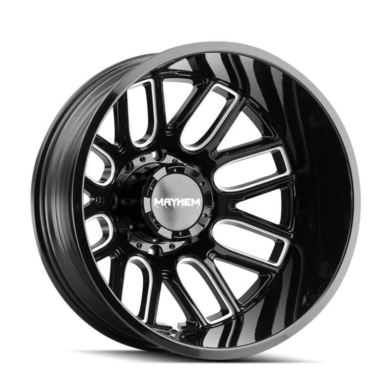 Mayhem 8107D Cogent Dually 20x8.25 / 8x200 BP / -192mm Offset / 142mm Hub Blk w/ Milled Spokes Wheel Mayhem