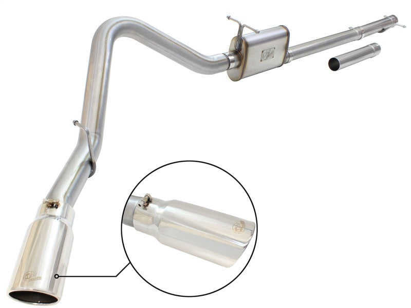 aFe MACHForce XP Exhaust 3in-3.5in SS Single Side Ext CB w/ Polish Tip 99-04 Ford F-250 V8 5.4L/6.8L - eliteracefab.com