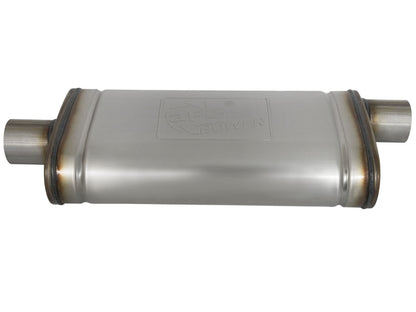 aFe MACHForce XP SS Muffler 2.5in Center Inlet / 2.5in Offset Outlet 18in L x 9in W x4in H Body aFe