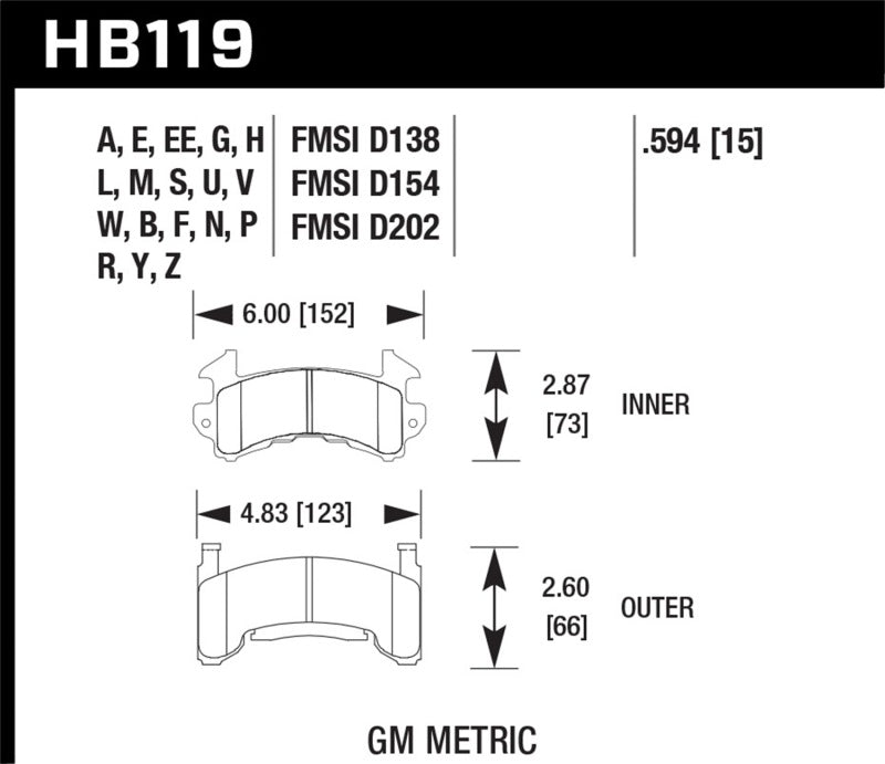 Hawk Performance HP+ Brake Pads - HB119N.594 Hawk Performance