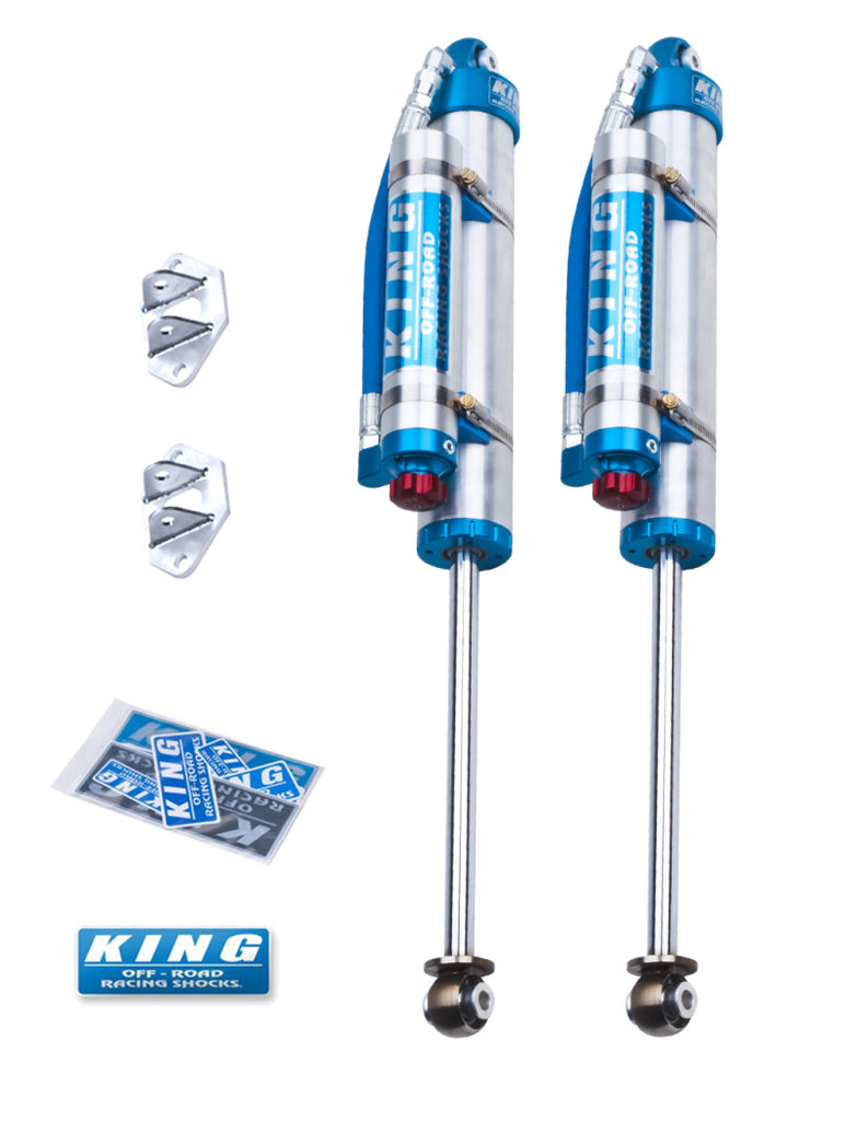 King Shocks 97-06 Jeep Wrangler TJ Front 2.5 Dia Piggy Hose Res Shock 0-2in Lift w/Adjuster (Pair)