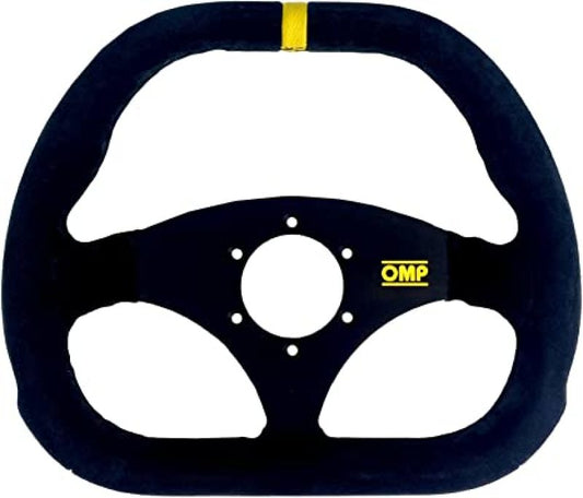 OMP Kubic 310x265mm Flat Top and Bottom Suede Steering Wheel - Black – OD0-1985-071