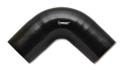 Vibrant 4 Ply Reinforced Silicone Elbow Connector - 5in ID x 4in Leg 90 Deg Elbow (BLACK) - eliteracefab.com