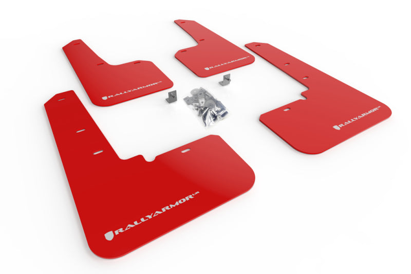 Rally Armor UR Mudflaps Urethane - Subaru Outback 2020+ - Red/White - eliteracefab.com