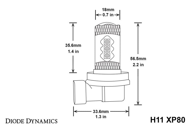 Diode Dynamics H11 XP80 LED - Cool - White (Pair) Diode Dynamics