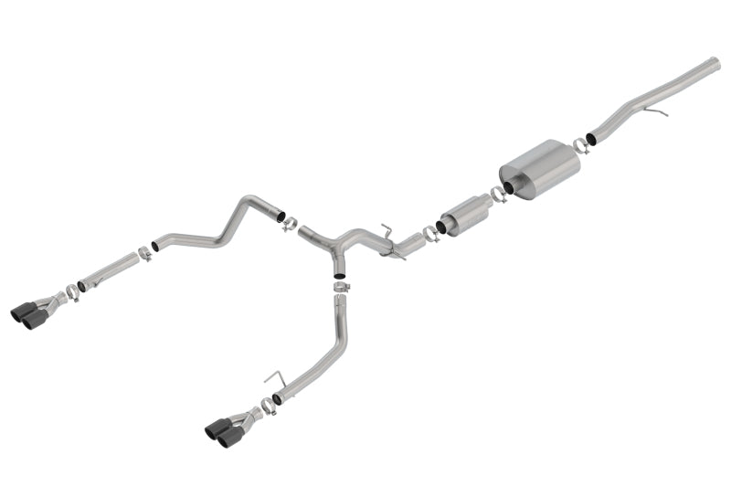 Borla 19 Chevrolet Silverado/GMC Sierra 1500 6.2L SS (S-Type) Catback Exhaust - Black Chrome Tips - eliteracefab.com