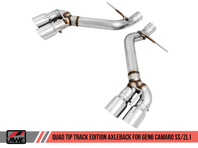 AWE Tuning 16-19 Chevrolet Camaro SS Axle-back Exhaust - Track Edition (Quad Chrome Silver Tips) - eliteracefab.com