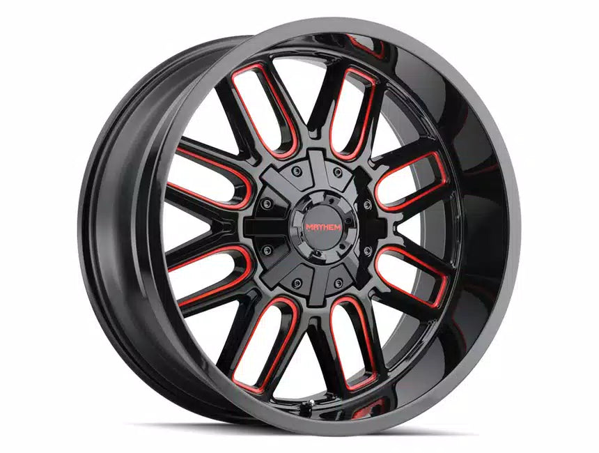 Mayhem 8107 Cogent 20x9 / 6x135 BP / 18mm Offset / 106mm Hub Black w/ Prism Red Wheel