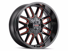 Load image into Gallery viewer, Mayhem 8107 Cogent 20x9 / 6x135 BP / 18mm Offset / 106mm Hub Black w/ Prism Red Wheel