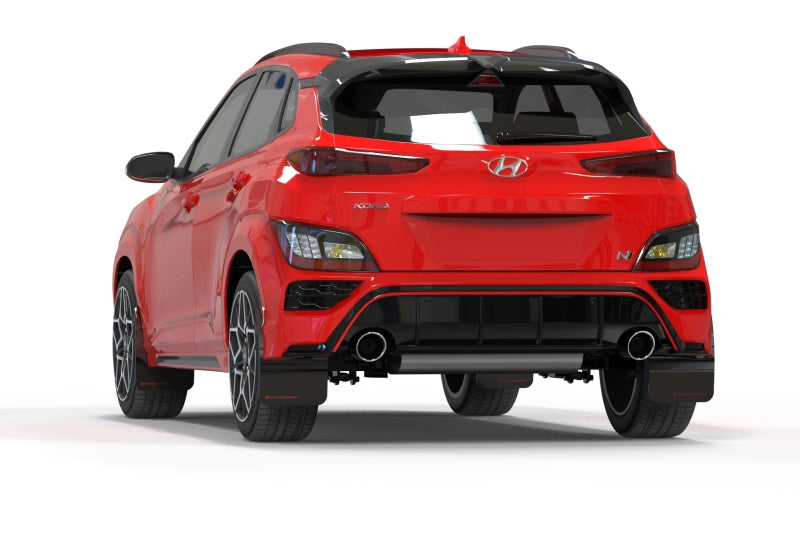 Rally Armor 2022 Hyundai Kona N Black UR Mud Flap w/ Red Logo - eliteracefab.com