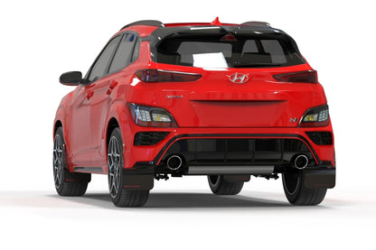 Rally Armor 2022 Hyundai Kona N Black UR Mud Flap w/ White Logo - eliteracefab.com