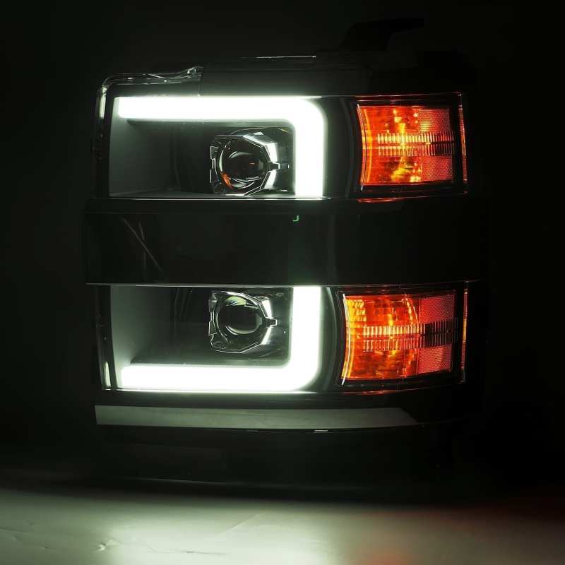 AlphaRex 880225 15-19 Chevy Silverado 2500HD PRO-Series Headlight Plank Chrome w/Activ Light/Seq Signal/DRL