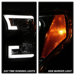 Spyder Ford F150 2015-2017 Projector Headlights - Light Bar DRL LED - Smoke PRO-YD-FF15015-LBDRL-SM - eliteracefab.com