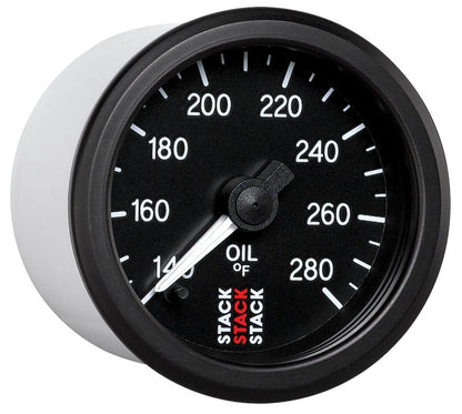 Autometer Stack 52mm 140-280 Deg F 1/8in NPTF Male Pro Stepper Motor Oil Temp Gauge - Black ST3310