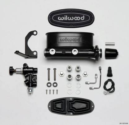 Wilwood HV Tandem M/C Kit w L/H Bracket & Prop Valve - 1 1/8in Bore Black - eliteracefab.com