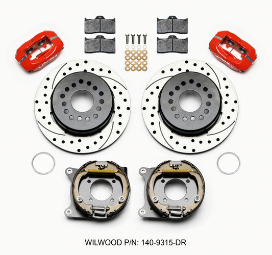 Wilwood Forged Dynalite P/S Park Brake Kit Drilled Red 12 Bolt 2.75in offset Staggered Shock - eliteracefab.com