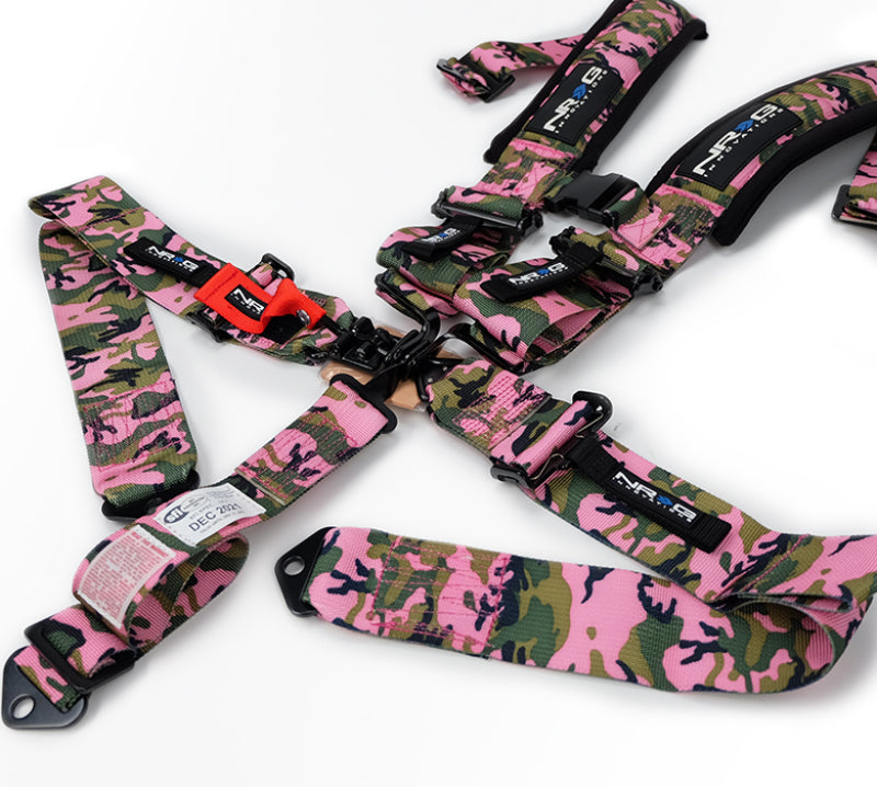 NRG SFI 16.1 5pt 3in. Seat Belt Harness/ Latch Link - Pink Camo - SBH-5PCPKCAMO-1221