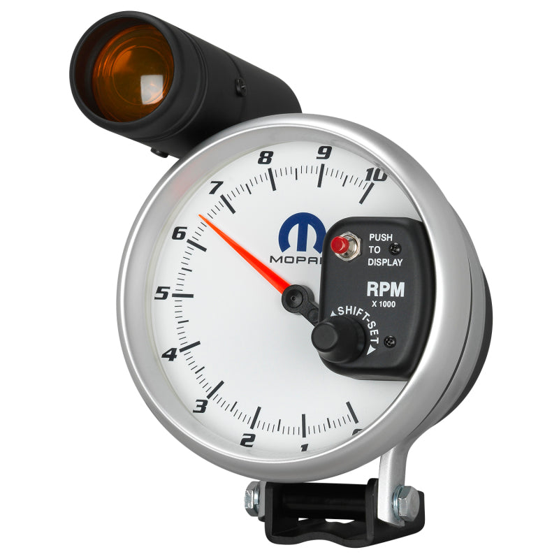 AutoMeter Gauge Tachometer 5in. 10K RPM Pedestal W/ Ext. Shift-Lite White Mopar 880248