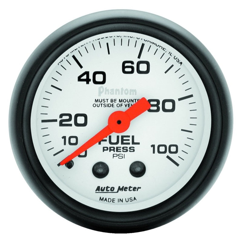 Autometer Phantom 52mm 100 PSI Mechanical Fuel Pressure Gauge 5712