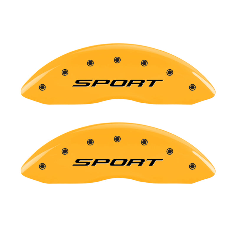 MGP 4 Caliper Covers Engraved front & Rear 2015/Sport Yellow finish black ch MGP