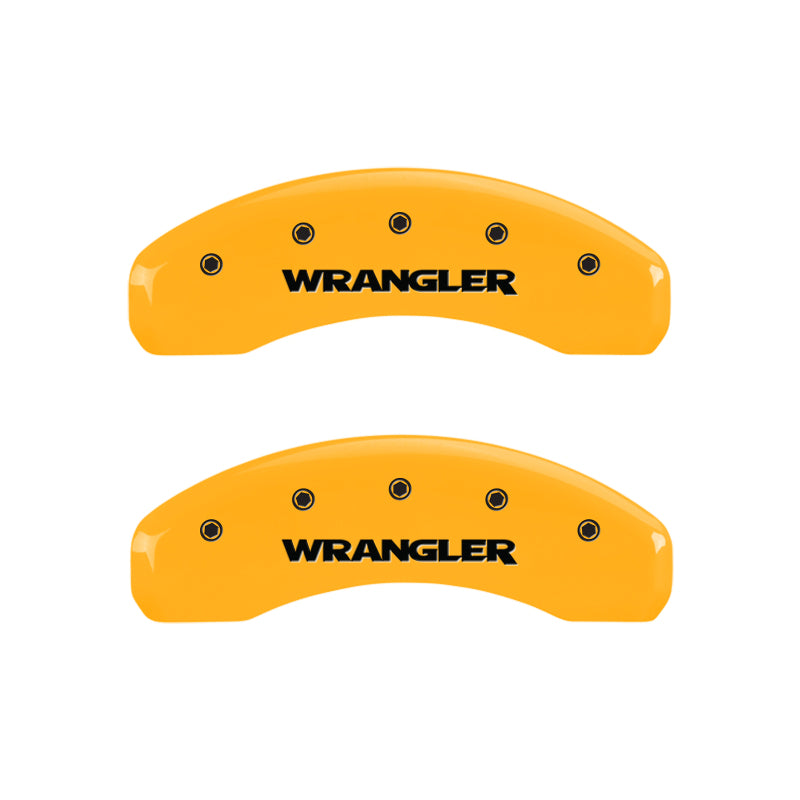 MGP 4 Caliper Covers Engraved Front & Rear Wrangler Yellow Finish Black Char 2003 Jeep Wrangler MGP