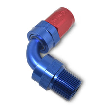 Load image into Gallery viewer, Russell Performance -6 AN Red/Blue 90 Degree Full Flow Swivel Pipe Thread Hose End (With 1/8in NPT)