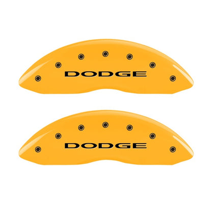 MGP Front set 2 Caliper Covers Engraved Front With out stripes/Dodge Yellow finish black ch MGP