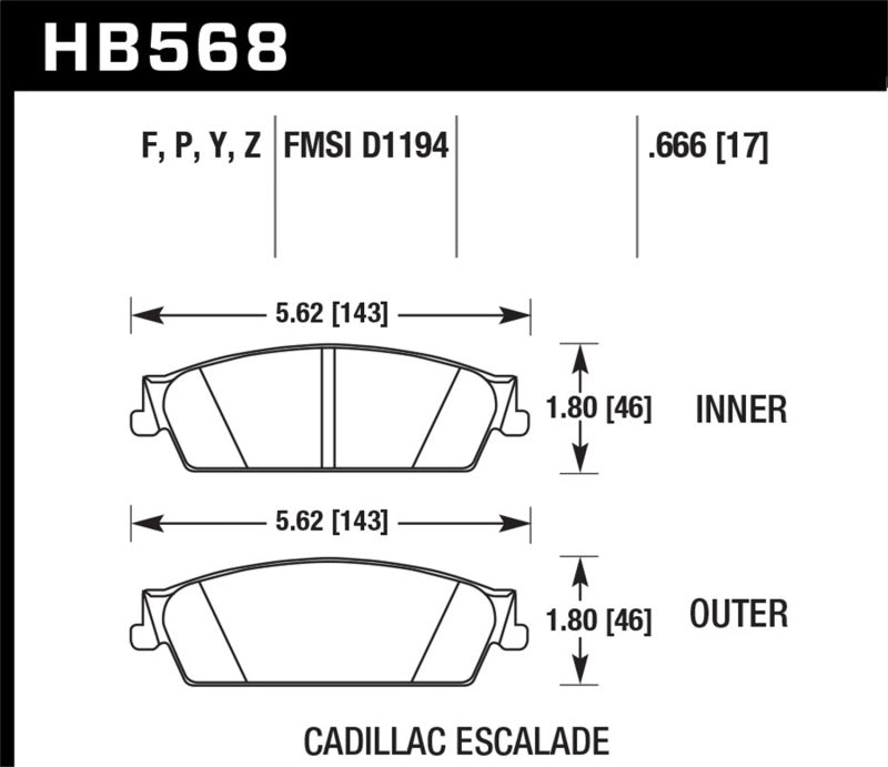 Hawk Performance HPS 5.0 Rear Brake Pads - HB568B.666 Hawk Performance