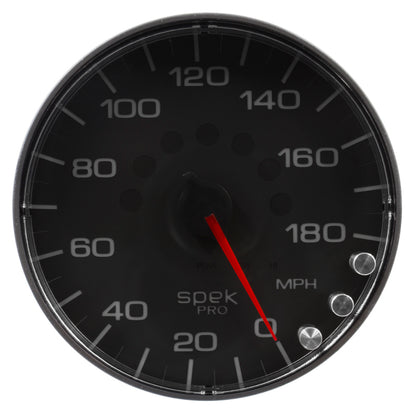 Autometer Spek-Pro Gauge Speedometer 5in 180 Mph Elec. Programmable Black/Black P230328