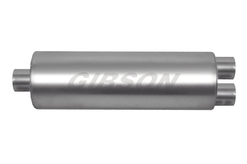 Gibson SFT Superflow Center/Dual Round Muffler - 8x24in/3.5in Inlet/3in Outlet - Stainless Gibson