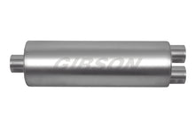 Load image into Gallery viewer, Gibson SFT Superflow Center/Dual Round Muffler - 8x24in/3.5in Inlet/3in Outlet - Stainless Gibson