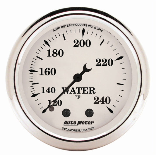 AutoMeter Gauge Water Temp 2-1/16in. 120-240 Deg. F Mech Old Tyme White 1632
