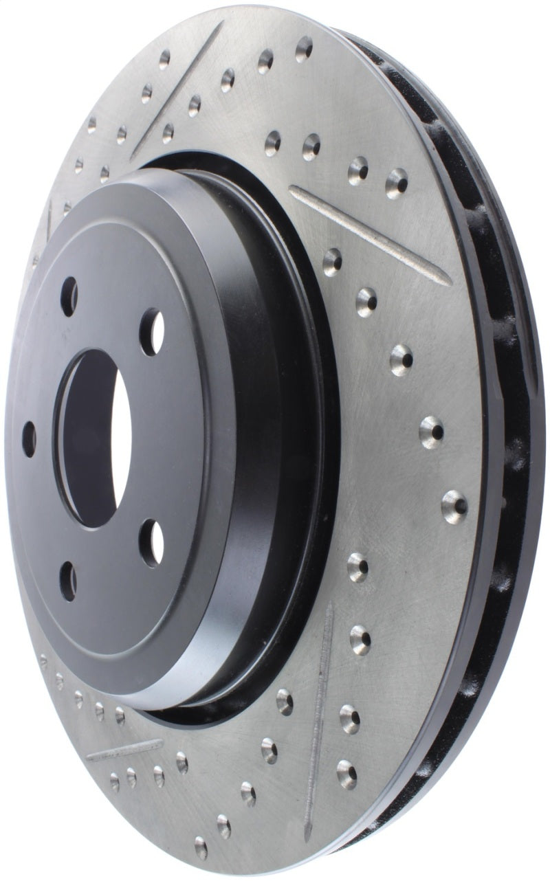 StopTech 12-15 Jeep Cherokee SRT8 Sport Slotted & Drilled Rear Passenger Side Rotor - eliteracefab.com