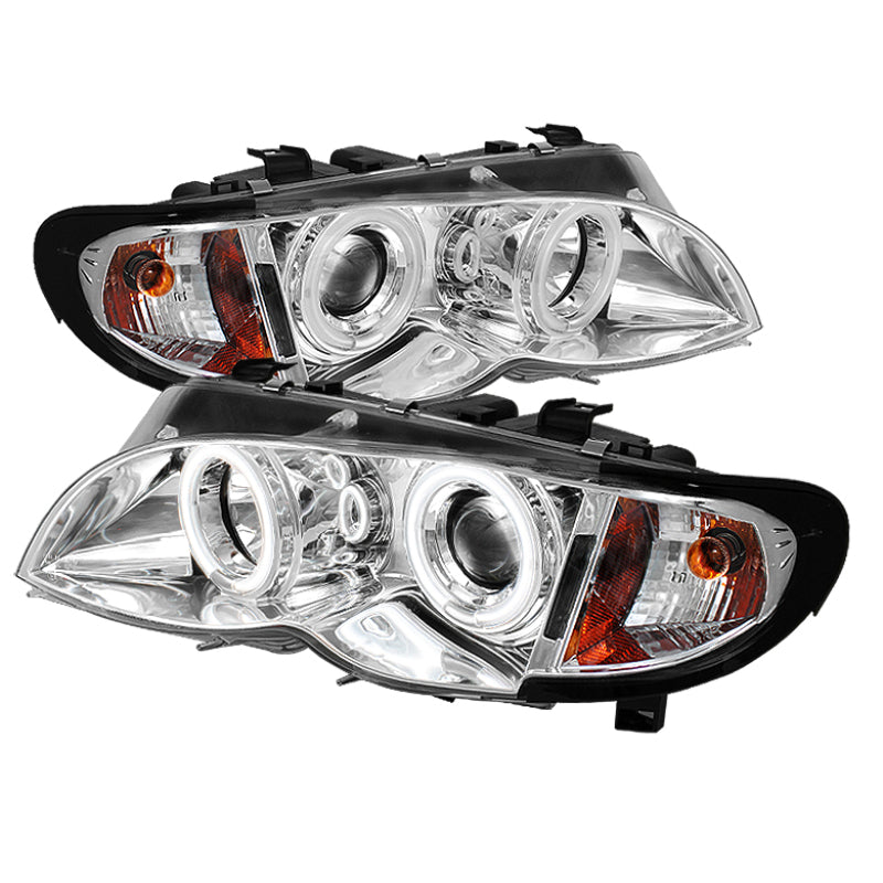 Spyder BMW E46 3-Series 02-05 4DR Projector Headlights 1PC LED Halo Chrm PRO-YD-BMWE4602-4D-AM-C - eliteracefab.com