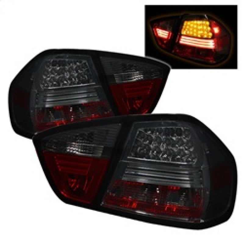 Spyder BMW E90 3-Series 06-08 4Dr LED Tail Lights Smoke ALT-YD-BE9006-LED-SM - eliteracefab.com