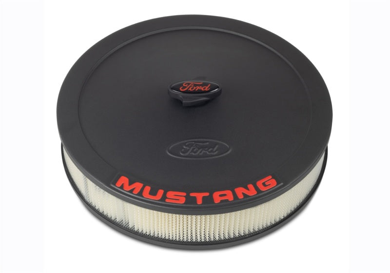 Ford Racing Air Cleaner Kit - Black Crinkle Finish w/ Red Mustang Emblem