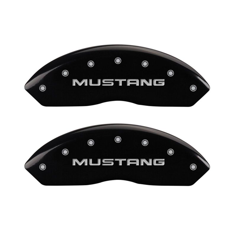 MGP 4 Caliper Covers Engraved Front Mustang Engraved Rear SN95/GT Black finish silver ch - eliteracefab.com