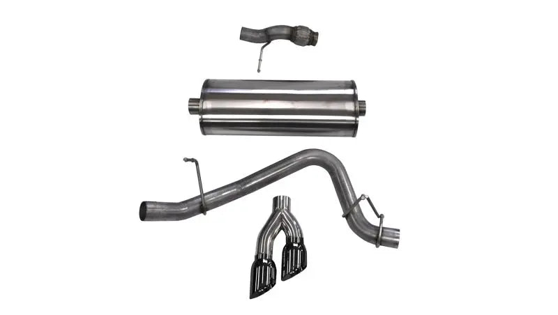 Corsa Cat Back Exhaust, Sport, 3in, Single Side Twin Black 4in Tips, 2015 Chevy Tahoe/GMC Yukon - eliteracefab.com