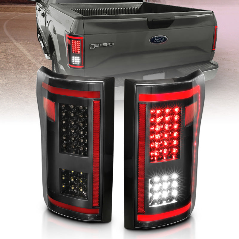 ANZO 15-17 Ford F-150 LED Taillights Black w/ Sequential - eliteracefab.com