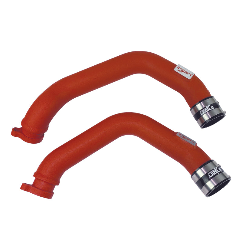 Injen 15-16 BMW M3(F80)/M4 (F82/83) 3.0L L6 Twin Turbo 2PC Aluminum Int. Charge Pipe - Wrinkle Red - eliteracefab.com