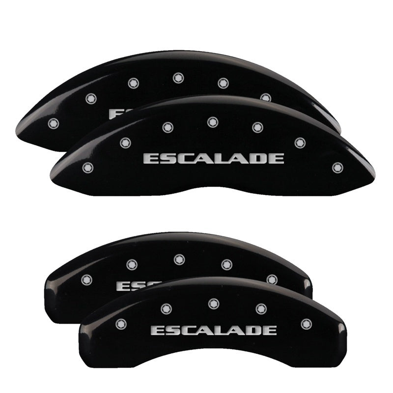MGP 4 Caliper Covers Engraved Front & Rear Escalade Black finish silver ch - eliteracefab.com