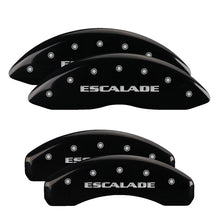 Load image into Gallery viewer, MGP 4 Caliper Covers Engraved Front &amp; Rear Cursive/Cadillac Black finish silver ch