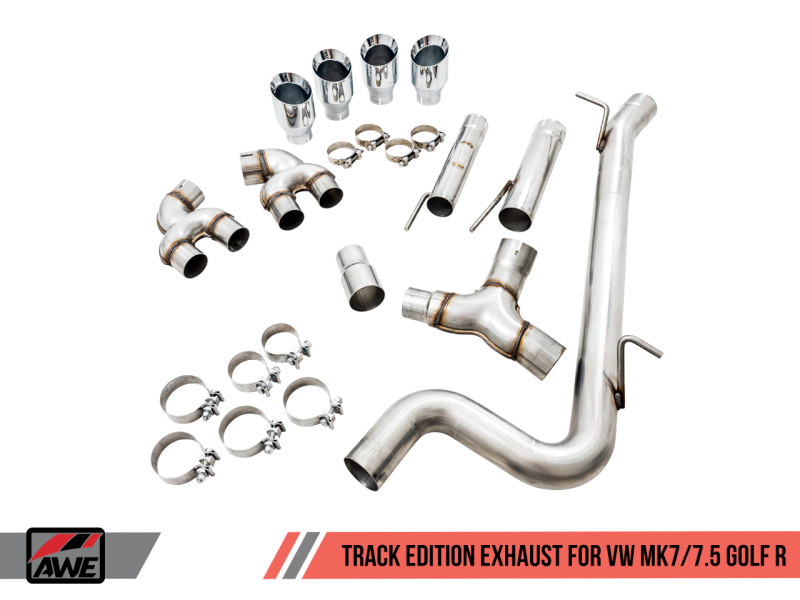 AWE Tuning MK7.5 Golf R Track Edition Exhaust w/Chrome Silver Tips 102mm - eliteracefab.com